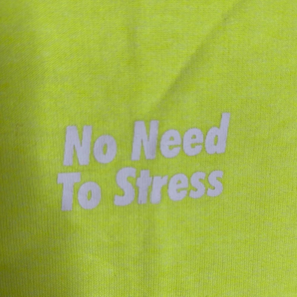 Zara Neon Yellow “No Need To Stress” Oversized Sweatshirt Pullover Size Small - Picture 5 of 9